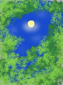 绿叶，月夜