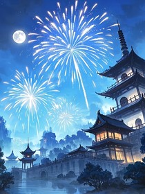 湖畔烟花