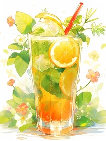 鲜橙青柠茶