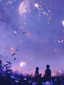 看！月亮和星星在拥抱