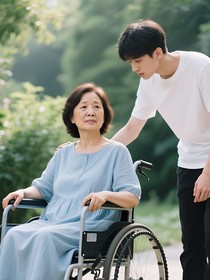 轮椅上的母亲