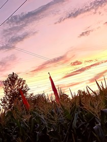 夕阳西下，红色晚霞