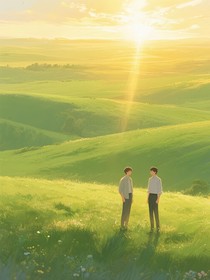 逆光里的他和他