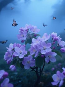 與槍交織的海棠花