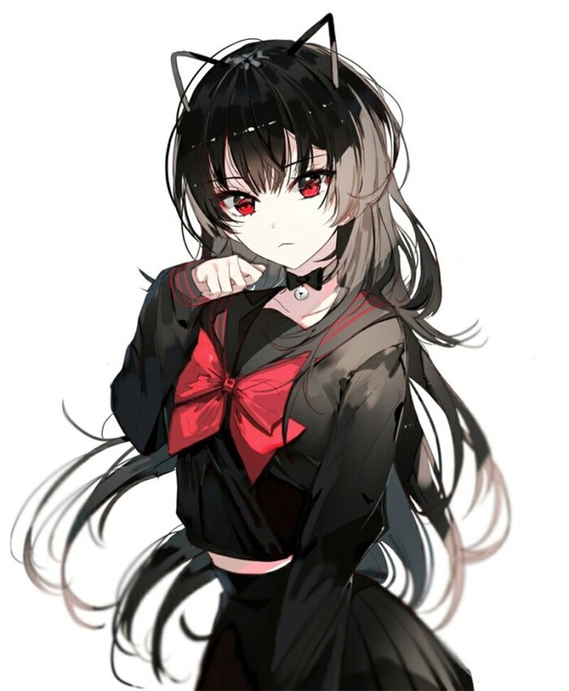 出单:黑发红瞳或蓝瞳动漫女