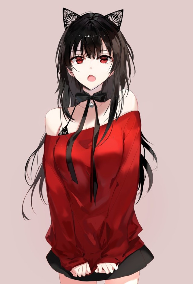 出单:黑发红瞳或蓝瞳动漫女