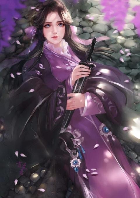 出单:紫衣古风女子头像