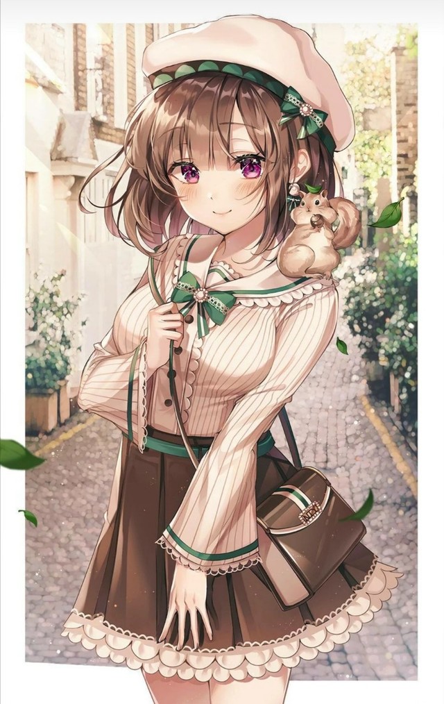 出单棕发紫瞳动漫女