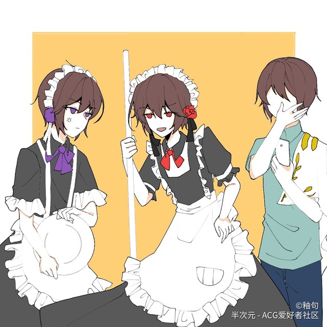 redeyes和him图片,red eyes淦him图片 him(拿着手机疯狂拍照) steve(想摔盘子) redeyes为啥him不女装?