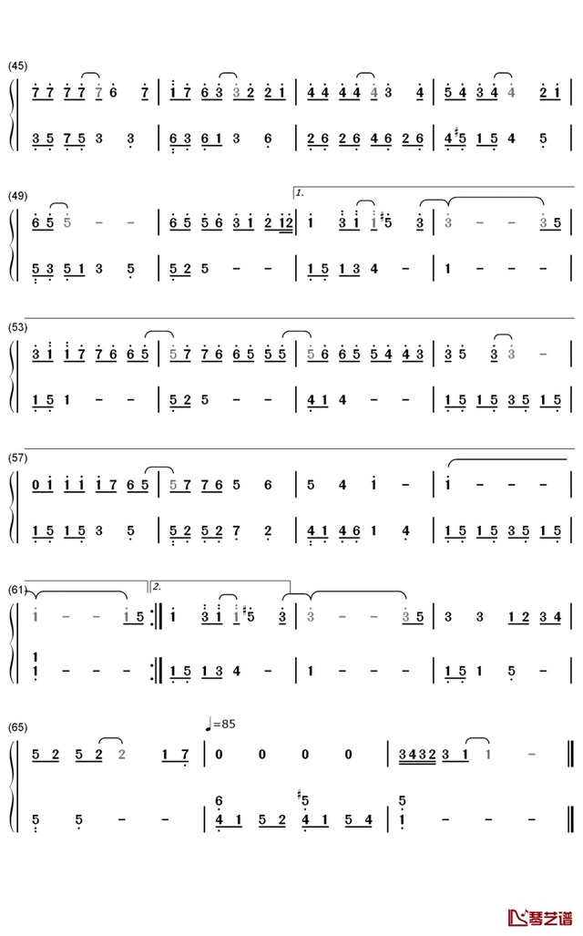 光遇数字简谱