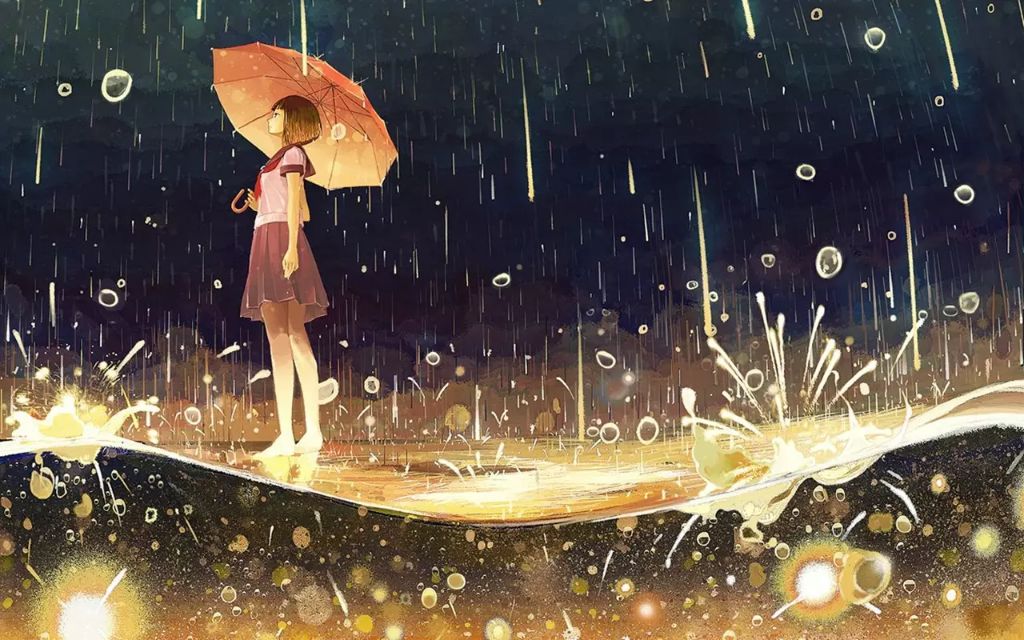 一滴雨代表一个音符,听雨,如同在听自己喜欢的歌曲,熟悉而动听.