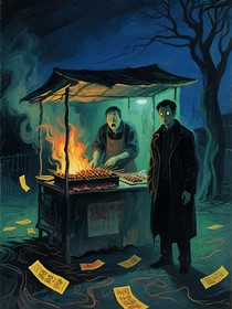 夜间烤串摊被冤魂索命