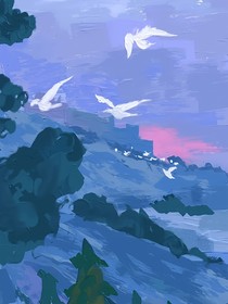 晚风轻拂柳叶枝