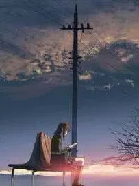 樱花树下孤独的背影