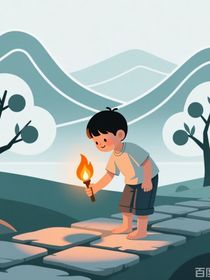 稚子携火照桃源