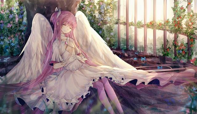 天使少女带白翅膀