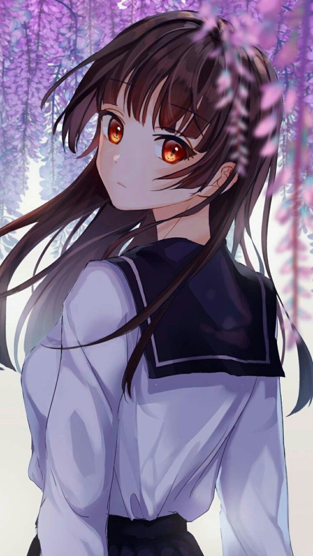 棕发红瞳动漫人物壁纸女