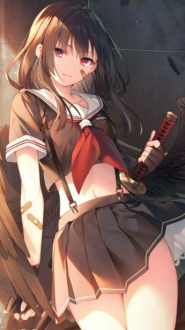 棕发红瞳动漫人物壁纸女