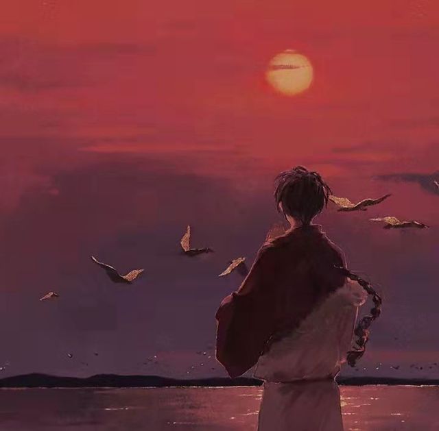 【单人男头:氛围感】那天,我在落日余晖里好像看到了你的微笑-头像