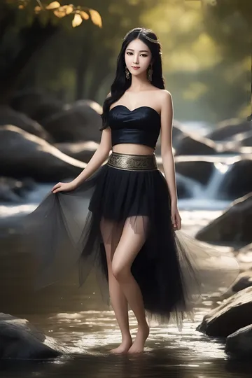 AI绘画-溪边美女