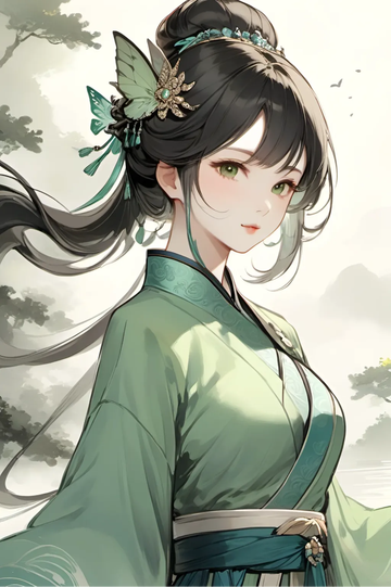 【AI绘画】淡眉如秋水，肌伴如清风